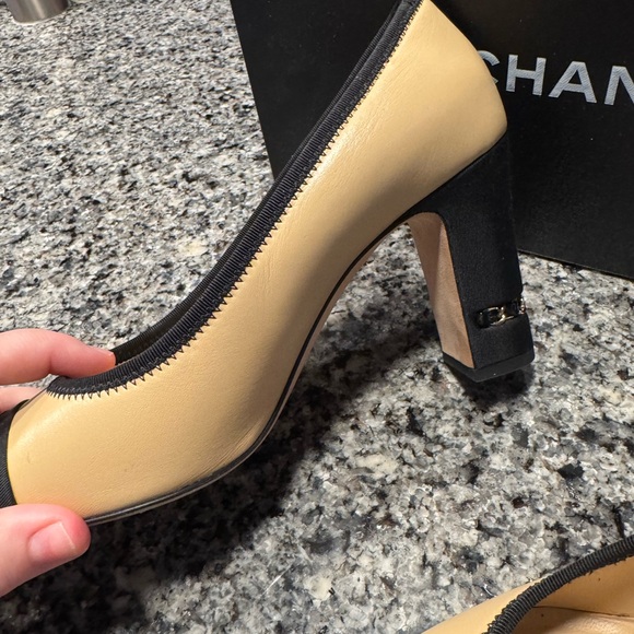 CHANEL Women's Two-Tone Heels in Tan and Black - Picture 5 of 14